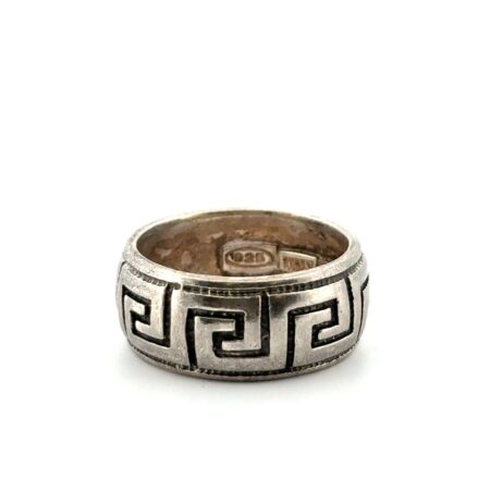 Size: 8 Milor Italy 925 Sterling Silver Greek Key Design Band Ring 6.9g