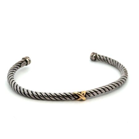 Phillip Gavriel 7”x4.4mm 925 Sterling Silver, 18k Gold Bow Twisted Bracelet 9.0g