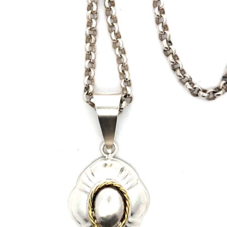24” Taxco 925 Sterling Silver Brass Accent Statement Pendant, 41.2g