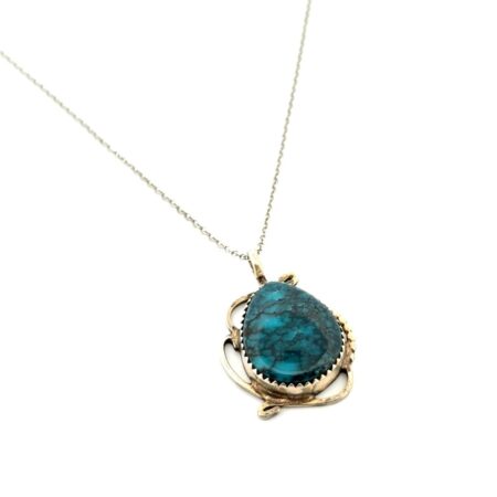 18” 925 Sterling Silver Teardrop Turquoise Pendant Necklace 6.2g