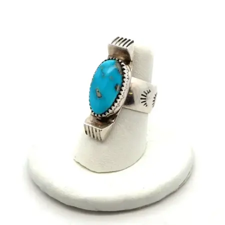 .925 Sterling Silver Turquoise Ring, Size - 6.25, 12.2g