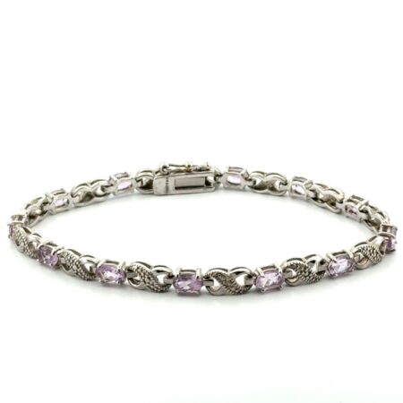 7.5” x 5mm Thailand Amethyst 925 Sterling Silver Tennis Bracelet 10.9g