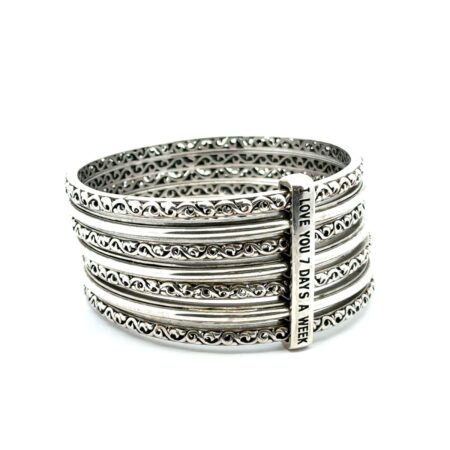 Charles Krypell .925 Sterling Silver, I Love You, 7 Bracelets Linked 114.9g 7.5”