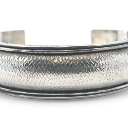 Sterling Silver Etched Cuff 7” Bracelet 35.8 Grams