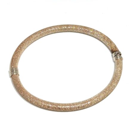 7.5” x 5mm Milor Italy Champagne Color 925 Sterling Silver Hinged Bracelet 12g