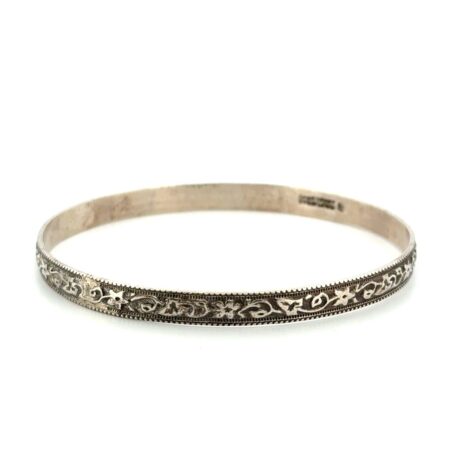 8” Danecraft Felch Co. 925 Sterling Silver Floral Bangle Bracelet 13.1g