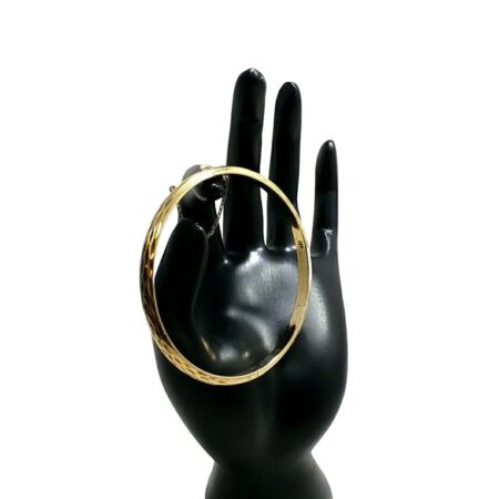 925 Sterling Silver Vermeil Swirl Bangle Bracelet With Safety Chain 7.2 Grams