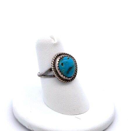 Vintage Navajo .925 Sterling Silver Turquoise Ring, Size-6, 2.9g