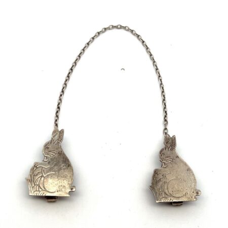 Vintage Webster 925 Sterling Silver Bunny Sweater/Bib Clips Mid Century 8.3g