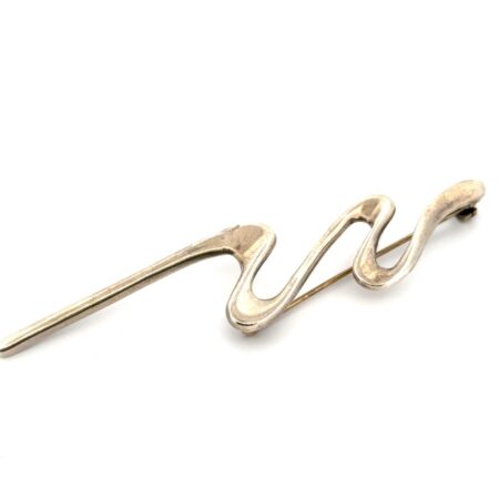 925 Sterling Silver Scribble Zig-Zag Brooch Pin 8.5g