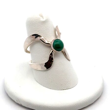 Dominique Dinouart 925 Sterling Silver Green Malachite Ring Size 8, Mexico, 5.3g