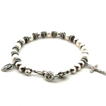 6.5” .925 Sterling Silver & Pearl Baptism Bracelet, 11.4g