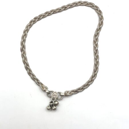 Sterling Silver Braided Chain 11.5 Inch "Jingle Bells" Anklet