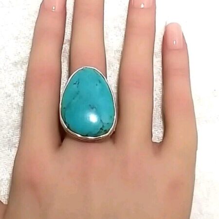 Silpada Vintage Sterling Silver Tumbled Turquoise Ring 16.3 Grams Size-7