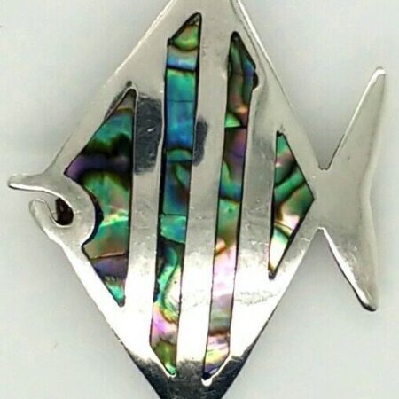Vintage 925 Sterling Silver Abalone Fish Brooch/Pin 3.7 Grams