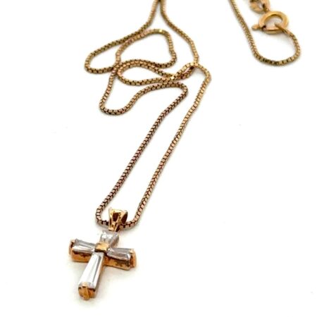 18” Ross Simons .925 Gold Vermeil Cross Pendant Necklace, 3.2g