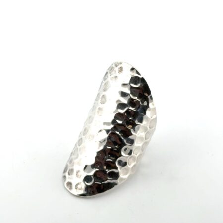 Size: 9 Amparo Mexico 925 Sterling Silver Hammered Tube Full Finger Ring 15.4g