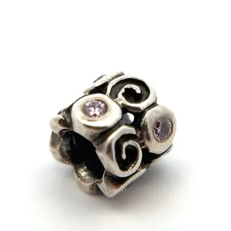 Pandora ALE S925 Sterling Silver & Pink CZ Fantasy Swirls Charm 790263PCZ