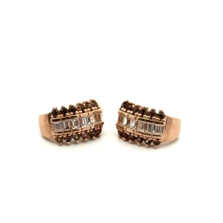 .925 Rose Gold Vermeil CZ Earrings, Butterfly Backs, 3.6g