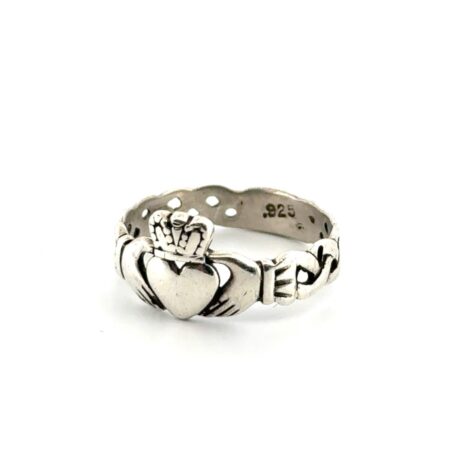 Size: 7.25 Celtic Knot 925 Sterling Silver Hand, Heart, & Crown Ring 1.7g