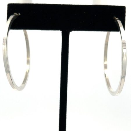 .925 Sterling Silver Square Hoop Earrings 4.6g