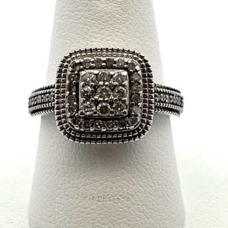 925 Sterling Silver & Natural Diamond Ring 4.7 Grams Size-6.75