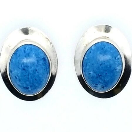 Vintage Navajo Sterling Silver Oval Shaped Lapis Lazuli Earrings