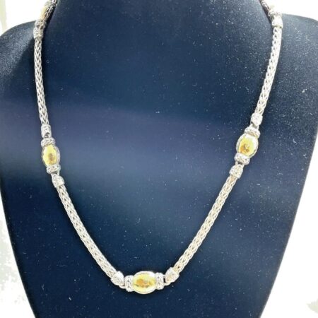 John Hardy Palu 18 Inch 5 Station Sterling Silver & 22K Yellow Gold Necklace