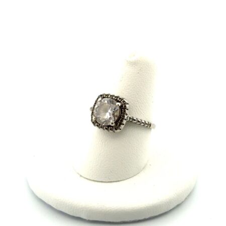 Size: 7.25 Cubic Zirconia Halo Ring 925 Sterling Silver 3.2g