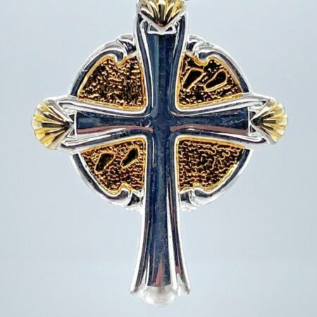 Gorham Sterling Silver and Gold Vermeil "Footprints" Cross