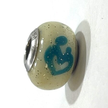 Murano 925 RL Italy Mother and Child Heart Glitter Charm/Bead Sterling Silver