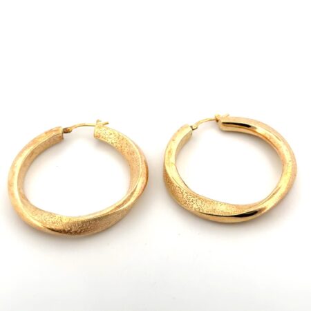 Gold Vermeil 925 Sterling Silver Medium Twisted Hoop Earrings 10.6g