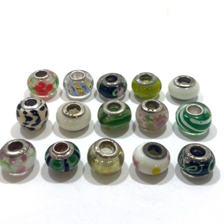 Lot of Fifteen (15) Vintage Italian Murano Glass 925 Sterling Silver Charms/Bead