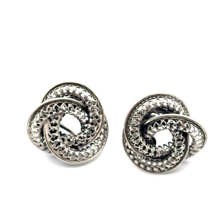 Vintage Danecraft .925 Sterling Silver Orante Love Knot Earrings, 10.7g
