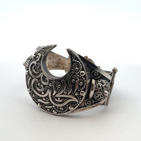 Vintage 925 Sterling Silver Algerian Middle Eastern Hinged Bangle Bracelet 30.8g