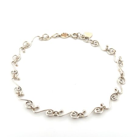 10" Silpada A0823 Heart Charm 925 Sterling Silver Anklet 6.7g