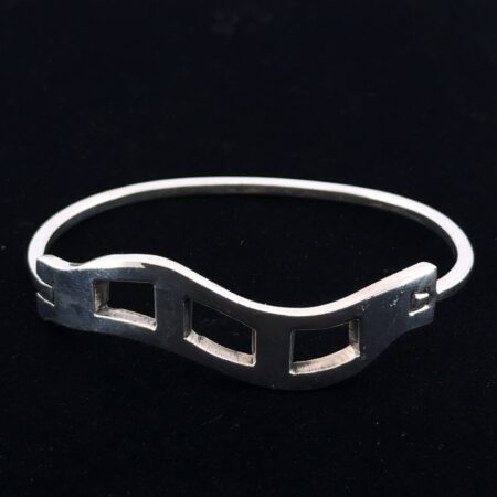 7” Taxco Mexico 925 Sterling Silver Wavy Hinged Bangle Bracelet 23.9g