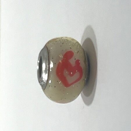 Murano Italy RL 925 Sterling Silver Glitter Charm/Bead Mother and Child Design