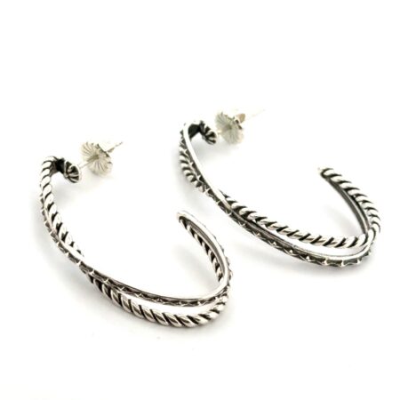 Carolyn Pollack 925 Sterling Silver Twisted Double Hoop Earrings 6.3g