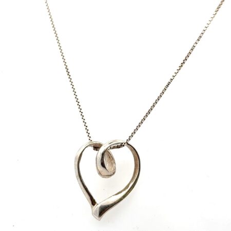 20” 925 Sterling Silver Open Heart Pendant Box Chain Necklace 6.3g
