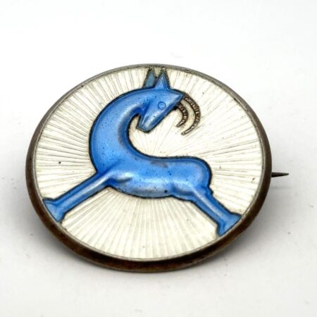 Vintage J Tostrup Sterling Silver Blue & White Enamel Zodiac (Aries) Brooch/Pin