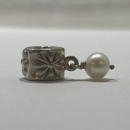 Pandora ALE S925 Sterling Silver Flower Charm with Drop Pearl 4.2g