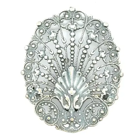 .925 Sterling Silver Art Noveau Reproduction Brooch, 4.7g