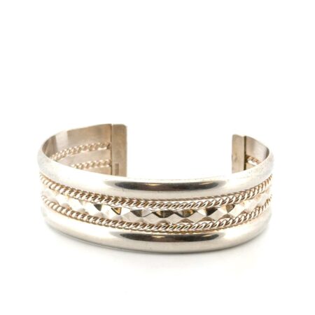 6.5” x 19mm Navajo 925 Sterling Silver Geometric Cuff Bracelet 34.6g