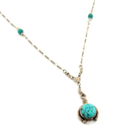 18” 925 Sterling Silver Turquoise Bead & Pendant Necklace 6.3g