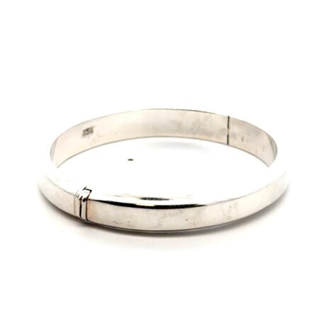 7” x 9mm .925 Sterling Silver Hollow Hinged Bangle Bracelet, 19.3g