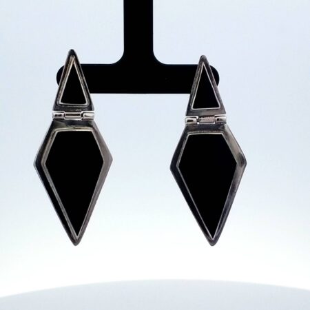 Vintage 925 Sterling Silver Onyx Earrings 11.5 Grams Marked ND