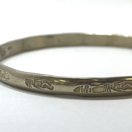 Vintage 925 Sterling Silver 8” Story Bangle Bracelet Hecho en Mexico 16.6 Grams