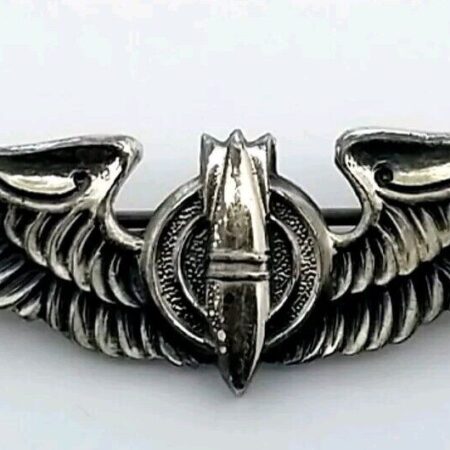 Wings Badge Aerial Gunner USA Sterling Silver 2" Brooch 7.2 Grams