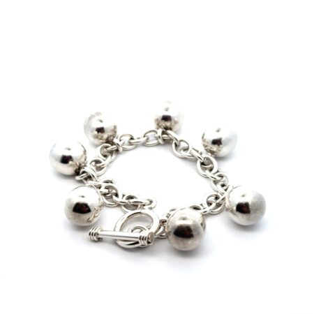 7.5” Taxco Mexico 925 Sterling Silver Bolitas Ball Charm Bracelet, 36.5g